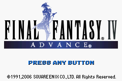 Final Fantasy IV Advance title screen for GameBoy Advance